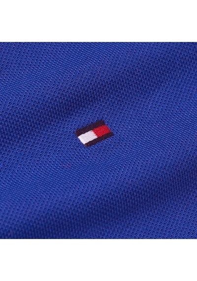 Tommy Hilfiger Erkek Dokuma Polo Yaka Kısa Kol Günlük Mavi T-shirt-15689