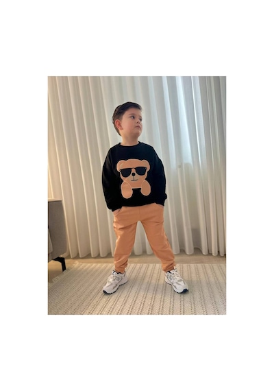 Jeliboomkidswear Erkek Çocuk 3-10 Yaş 2 İplik Riklalı Günlük Eşofman Takımı Siyah-camel Jeliboomkidswear Erkek Çocuk 3-10 Yaş 2 İplik Riklalı Günlük Eşofman Takımı Siyah-camel