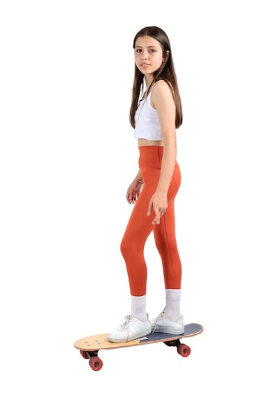 Erdem Kıds Kız Çocuk Yüksek Bel, Koşu, Yürüyüş, Casual, Spor, Atletik, Egzersiz, Fittness Tayt Kiremit Kiremit