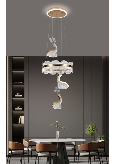 Lılıana 3'lü Gold Led Avize