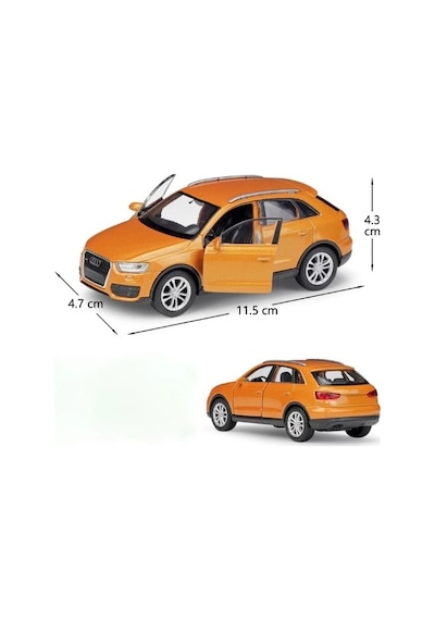 Welly Lisanslı Audi Q3 Çek Bırak Metal Model Araba 1:32-1:34 - Turuncu