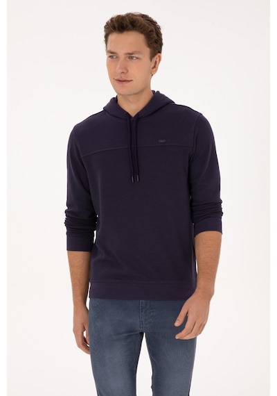 U.S. Polo Assn. Erkek Regular Fit Kapüşonlu Petek Dokulu Mürdüm Sweatshirt 50315526-VR074