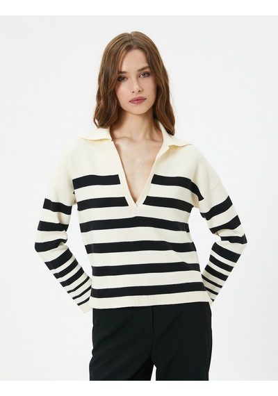 Koton Oversize Triko Kazak Polo Yaka Viskon Karışımlı Siyah Çizgili 4wak90154ht 4WAK90154HT9S9 Siyah Koton Oversize Triko Kazak Polo Yaka Viskon Karışımlı Siyah Çizgili 4wak90154ht 4WAK90154HT9S9 Siyah
