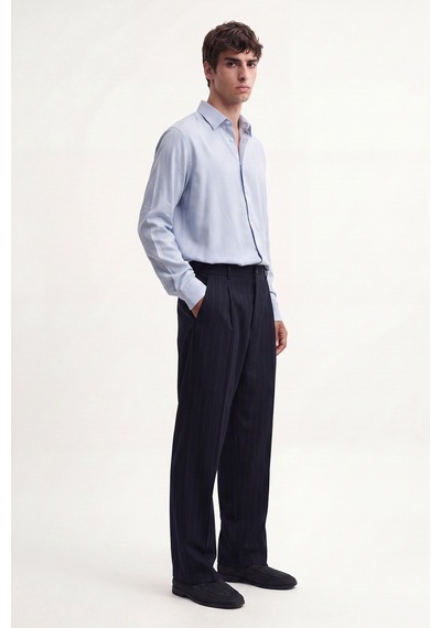 Antioch Relaxed Fit Çizgili Erkek Takım Elbise Koyu Lacivert-1