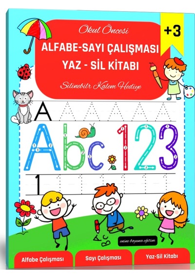 Okul Öncesi Alfabe Sayı Çalışması Yaz-Sil Kitabı