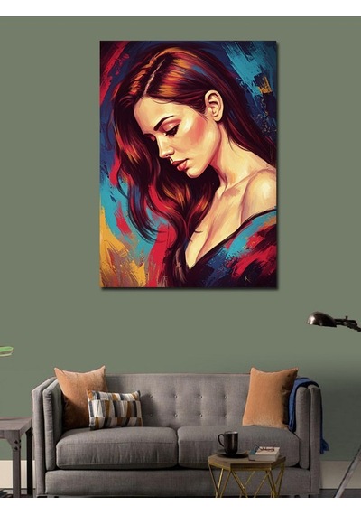 Kanvas Tablo Kırmızı Saçlı Kadın Portresi 70cmx100cm