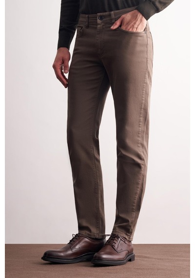 İmza Kahverengi 5 Cep Casual Slim Fit Pamuklu 5 Cep Pantolon 1003255318 Kahverengi