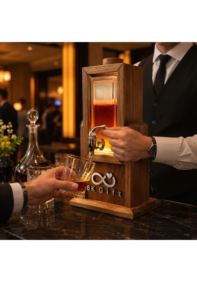 Logonuza Özel 5 Adet Led Işıklı Premium Ahşap İçecek Dispenseri 70 Cl Kurumsal Set Bitmeyencom38095 Bk Kurumsal