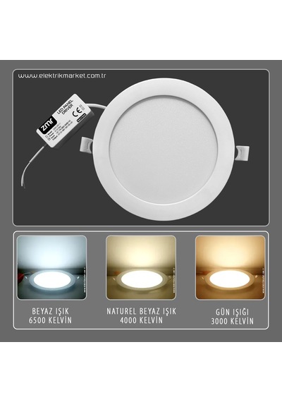 Zmr Zmr-202/b.30 2 Li Set 6w Gömme Led Spot Alüminyum Kasa 3000k Günışığı Slim Yuvarlak Tavan Armatürü Beyaz