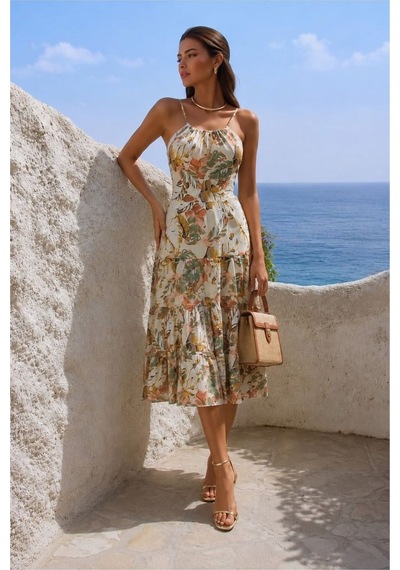 Store Kadın Yaka Elbise Kalp Şık Çok Renkli - 935902413 Çok Renkli