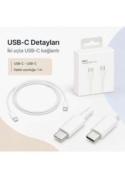 Usb-c To Usb-c Örgülü Hızlı Şarj Ve Data Kablosu 1 Metre 60w Telefon Tablet Notebook Uyumlu Type-c Kablo Beyaz