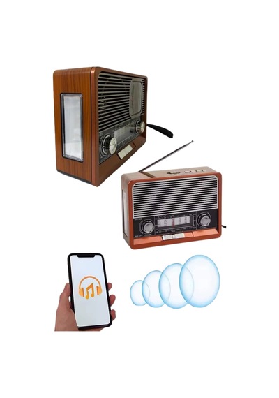 Zenvia Saatli Fenerli Bluetooth Nostaljik Radyo Aux Sd Usb Girişli Bluetooth Hoparlör Znv2026