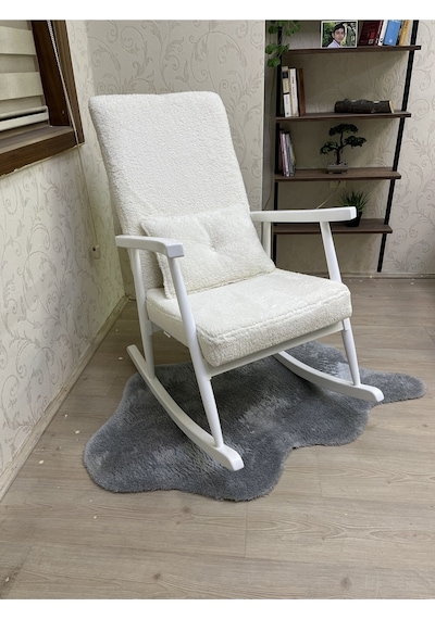Asedia Trend Lake Teddy Krem Sallanan Sandalye