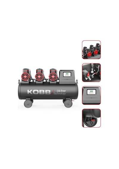Kobb KBK100S 6.0 Hp 100 L 8 Bar Üç Motorlu Yağsız Sessiz Taşınabilir Hava Kompresörü