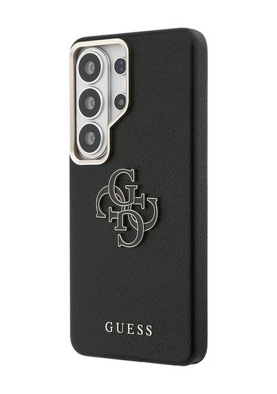Galaxy Uyumlu S26 Ultra Kılıf Guess Lisanslı Grained Yazı Ve 4g Büyük Metal Logolu Kapak Siyah Siyah