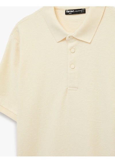 Koton Regular Fit Kısa Kollu Düğmeli Polo Yaka Tişört Ekru 6sam10283mk