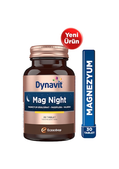 Dynavit Mag Night 30 Tablet - Akşam / Gece Magnezyumu - Magnezyum Bisglisinat, Passiflora, Valerian, B6-uyku