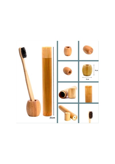 Omeniv Doğal Bambu Diş Fırçası Bambu Kutu ve Standı Set Omeniv Doğal Bambu Diş Fırçası Bambu Kutu ve Standı Set