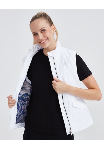 Skechers W Outerwear Padded Vest Kadın Beyaz Yelek S232039-100 Beyaz