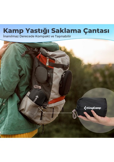 Kingcamp Hypnos Yıkanabilir Kılıflı Hafızalı Kompakt Şişme Kamp Yastığı Antrasit