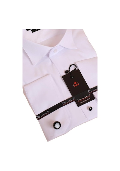 Dicotto Beyaz Ekstra Uzun Kol 8 Drop Damatlık Ata Yaka Kol Düğmeli Slim Fit Smokin Gömlek - 013 001