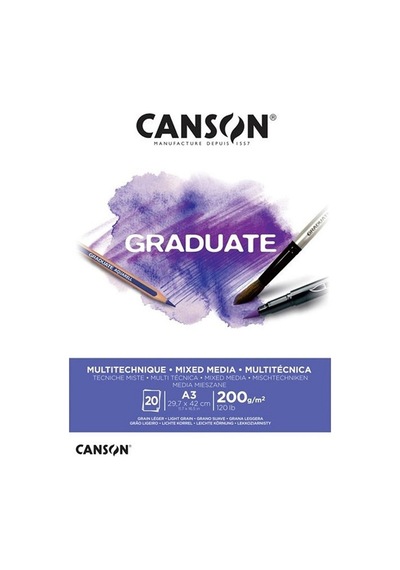 Canson Çizim Bloğu Graduate Mıx Medıa Beyaz 20 Syf A3 200 Gr