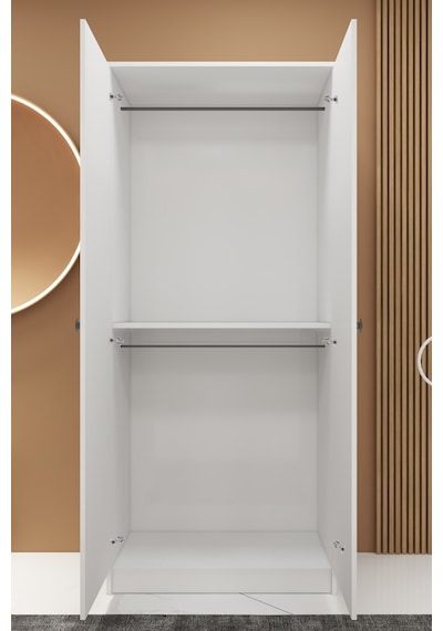 2 Kapaklı 2 Askılı Mega Elbise Dolabı Beyaz İmb062 Beyaz