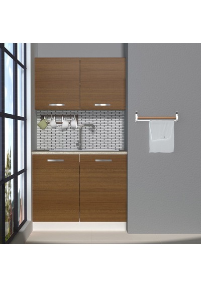 Decoraktiv Mini 100 Mdf Hazır Mutfak Dolabı - Tezgah Dahil - Naturel Ceviz