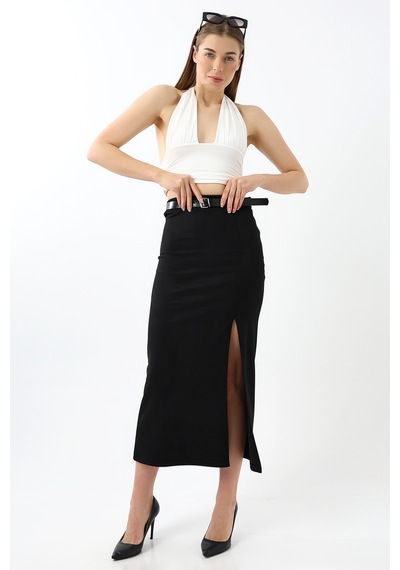 Gugus Kadın Süet Kuamaş Trend Model Uzun Kemerli Fermuar Kapamalı Yırtmaçlı 92 Cm Maxi Boy Etek Siyah Gugus Kadın Süet Kuamaş Trend Model Uzun Kemerli Fermuar Kapamalı Yırtmaçlı 92 Cm Maxi Boy Etek Siyah