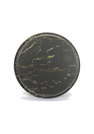 Ef163-50 Marble Black Desenli Yuvarlak Tepsi 36 Cm Desenli