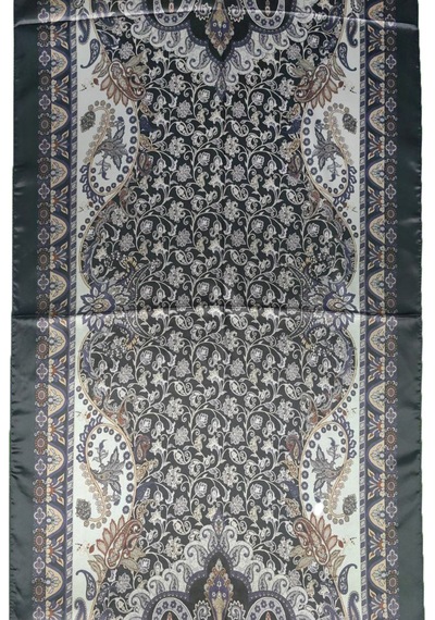 Mim Eşarp Işıl İpek Etnik Desenli Jan Jan Şal 75x190 Cm Koyu Kahve