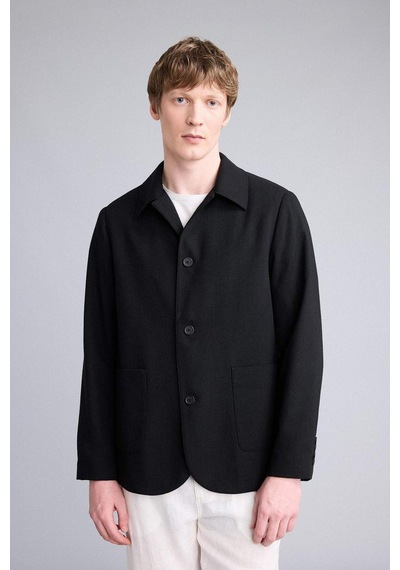 Defacto Regular Fıt Polo Yaka Yarım Astar Blazer Ceket G7591ax26smbk27 Siyah-bk27