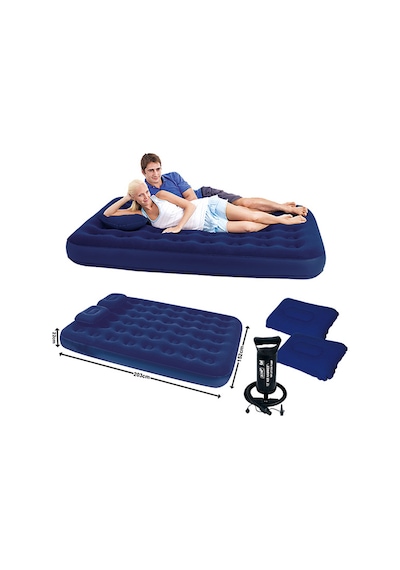 Bestway 67374 Çift Kişilik Şişme Yatak + Pompa + 2 Yastık 203 CM Lacivert