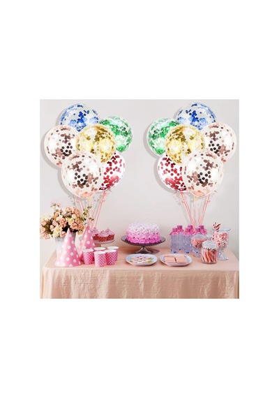 Pazarız Konfetili Balon Pullu Şeffaf Balon Seti 20 Adet Karışık
