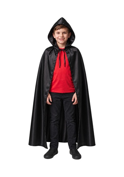 Kostüm Sarayı Halloween Kapüşonlu Siyah Pelerin Çocuk