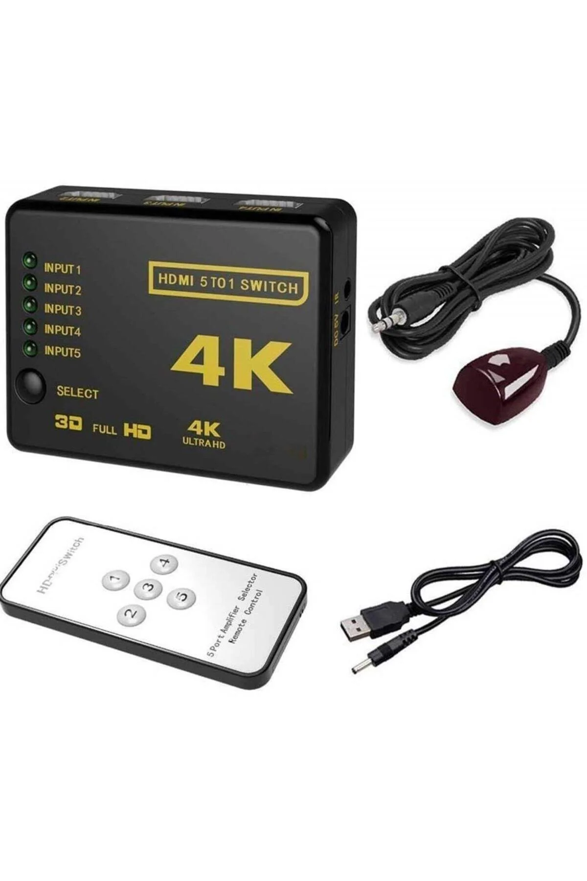 Yeni 2025 Ultra 4k Hdmi Çoklayıcı Çoğaltıcı Switch Splitter 5 Port Kumandalı Ultra Hd