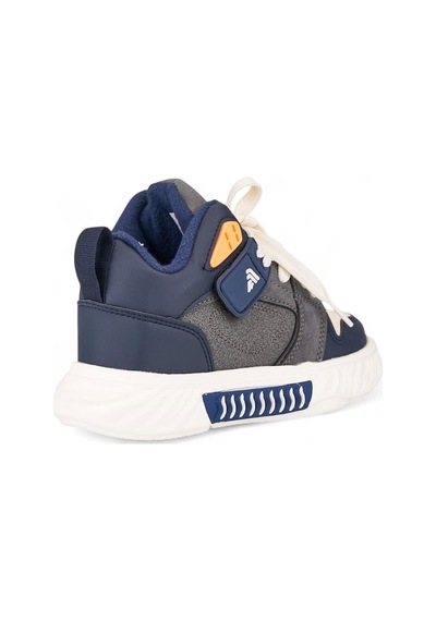 Nstil Unisex Çocuk Spor Ayakkabı Ortopedik Bağcıklı Cırtlı Desenli Kaymaz Taban Yürüyüş Sneaker 537 Lacivert - Beyaz