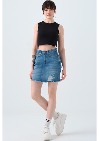 Loft Goddess Mid W Kadın Etek Lf2039813 Mavi