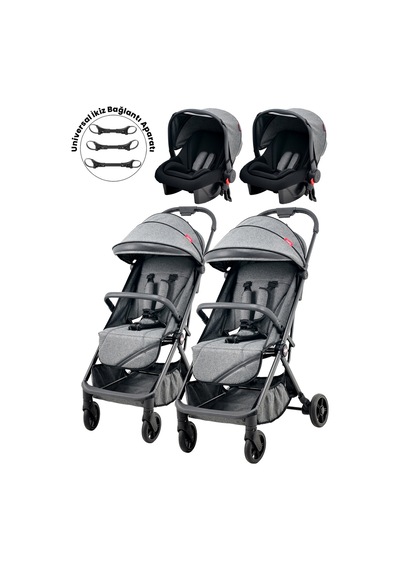 Joell Kabin Boy Ayrılıp Birleşebilen Travel Sistem İkiz Bebek Arabası