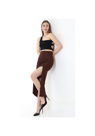 Winmoda34 Kadın Önden Derin Yırtmaçlı Dalgıç Etek Full Likralı Maxi Boy 92 Cm Kahverengi Winmoda34 Kadın Önden Derin Yırtmaçlı Dalgıç Etek Full Likralı Maxi Boy 92 Cm Kahverengi