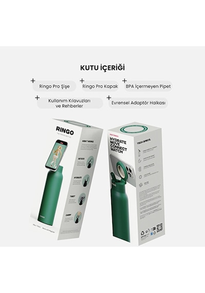 Ringo Pro Pipetli, Telefon Tutuculu Termal Çelik Termos 710 Ml Yeşil