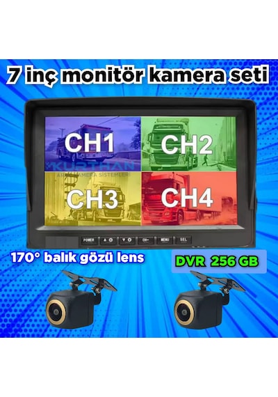 7 İnç Dvr Ekran 2 Adet 170'' Balık Gözü Lens Ahd 720p Kamera