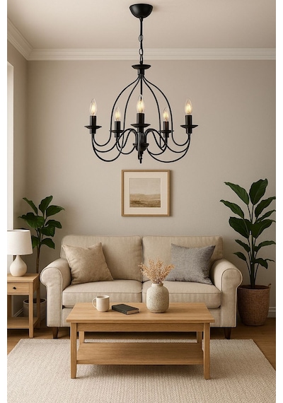 Şato 5li Siyah Avize Siyah