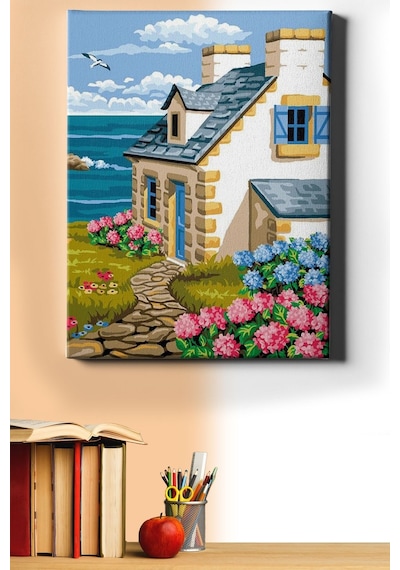 Webstyle Sayılarla Boyama Seti Kasnaklı Mavi Çatılı Ev 60 X 75 Cm