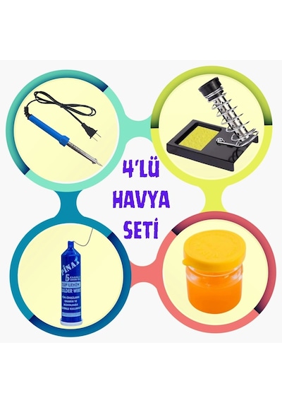 Lehimleme Başlangıç Seti 30w Havya - Tüp Lehim - Lehim Pastası- Havya Sehpası
