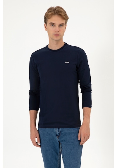U.S. Polo Assn. Erkek Slim Fit Bisiklet Yaka Lacivert Süprem Basic Sweatshirt 50313744-VR033