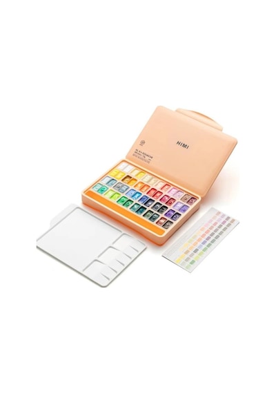 Hımı Twin Cup Gouache Set 48 Renk X 12 Gr Guaj Boya Peach Fuzz Case Çok Renkli