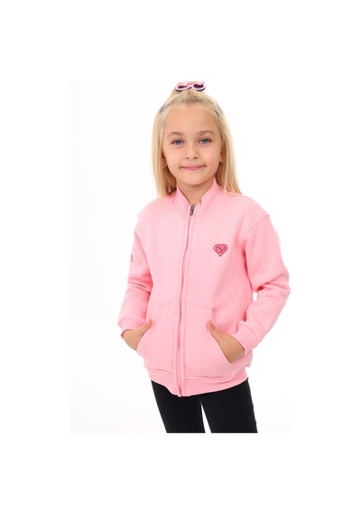 Toontoy Kız Çocuk Dik Yaka Fermuarlı Cepli Nakış Baskılı Örme Hırka - 2 İplik Şardonlu Pembe Toontoy Kız Çocuk Dik Yaka Fermuarlı Cepli Nakış Baskılı Örme Hırka - 2 İplik Şardonlu Pembe