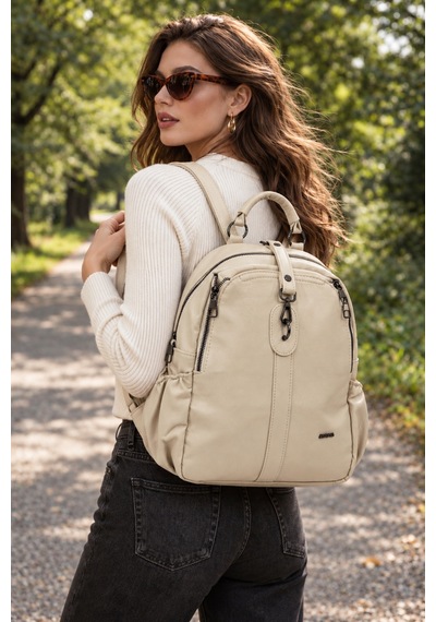 Just Polo Kadın Günlük Şık Ve Fonksiyonel Model Çok Bölmeli Sırt Çantası 377039gny Krem
