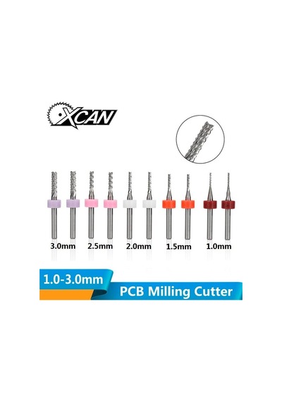 Pcb Karbür Freze Kesici 1.0-3.0mm 10lu Set 3.175mm Shank